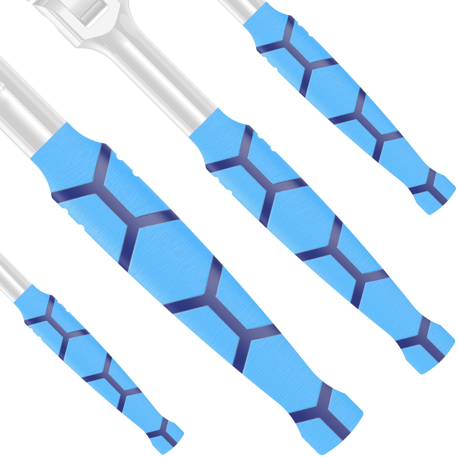Heat Shrink Handles Blue – 4 Pack Tool Handle Grip Sleeves – Non Slip Hex Tex…