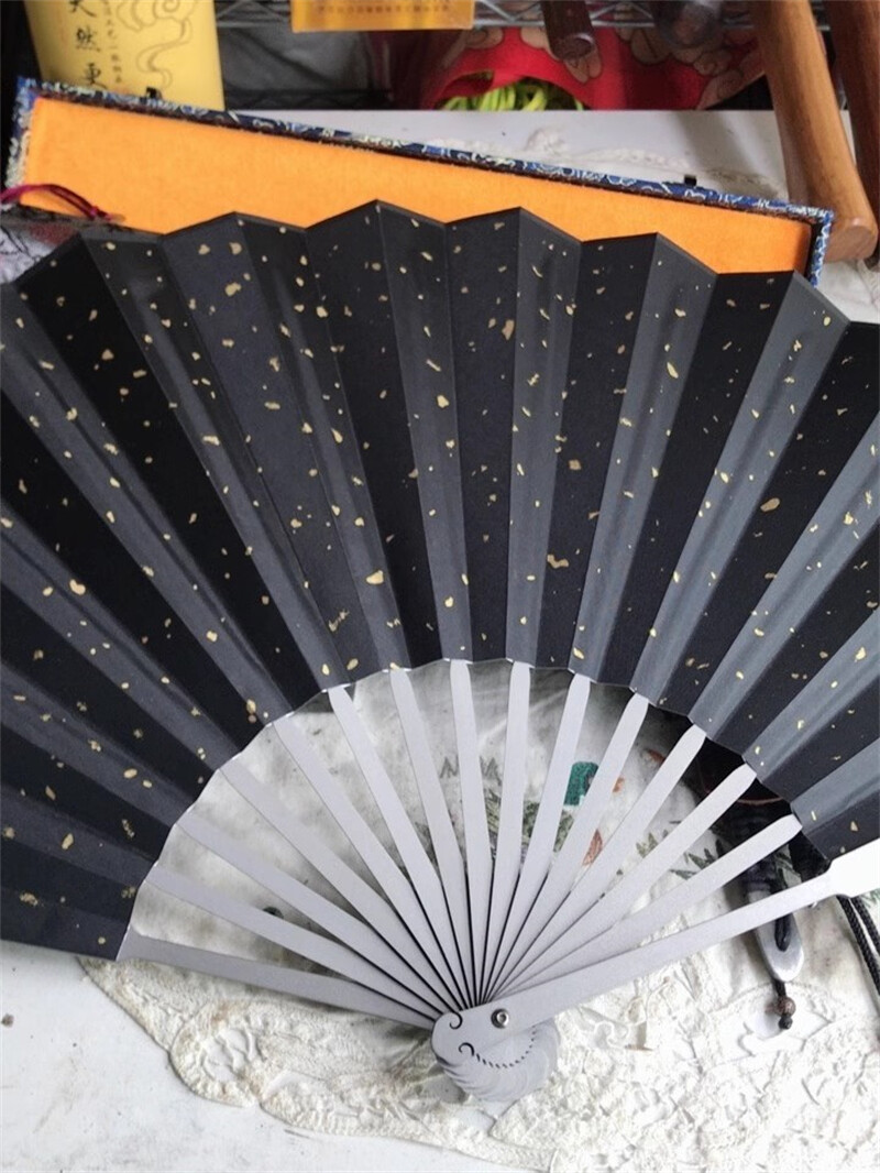 Titanium Alloy Folding Fan Martial Arts Kung Fu Tai Ji Auspicious Clouds