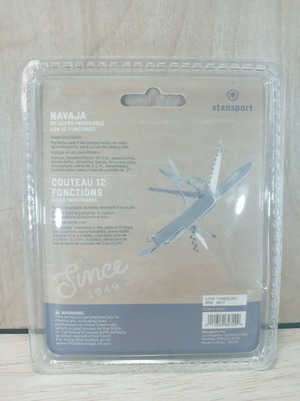 Stansport Multi Tool 12 Function Knife Stainless Steel Rust Resistant Key Ring