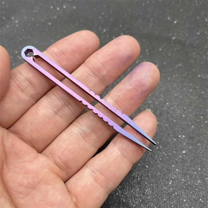 2 Sizes Portable Titanium Alloy Tweezers Outdoor Survival Camping Travel EDC