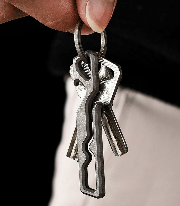Titanium Belt Loop Keychain Clip Key Holder Belt Clip Carabiner w/ Bottle Opener