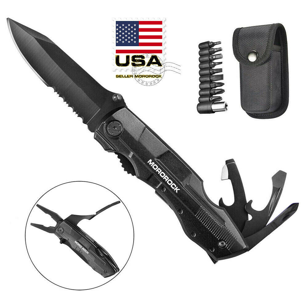 7.5″ 5-in-1 Pocket Knife Multi Purpose Multi tool Tactical Camping Folding Blade