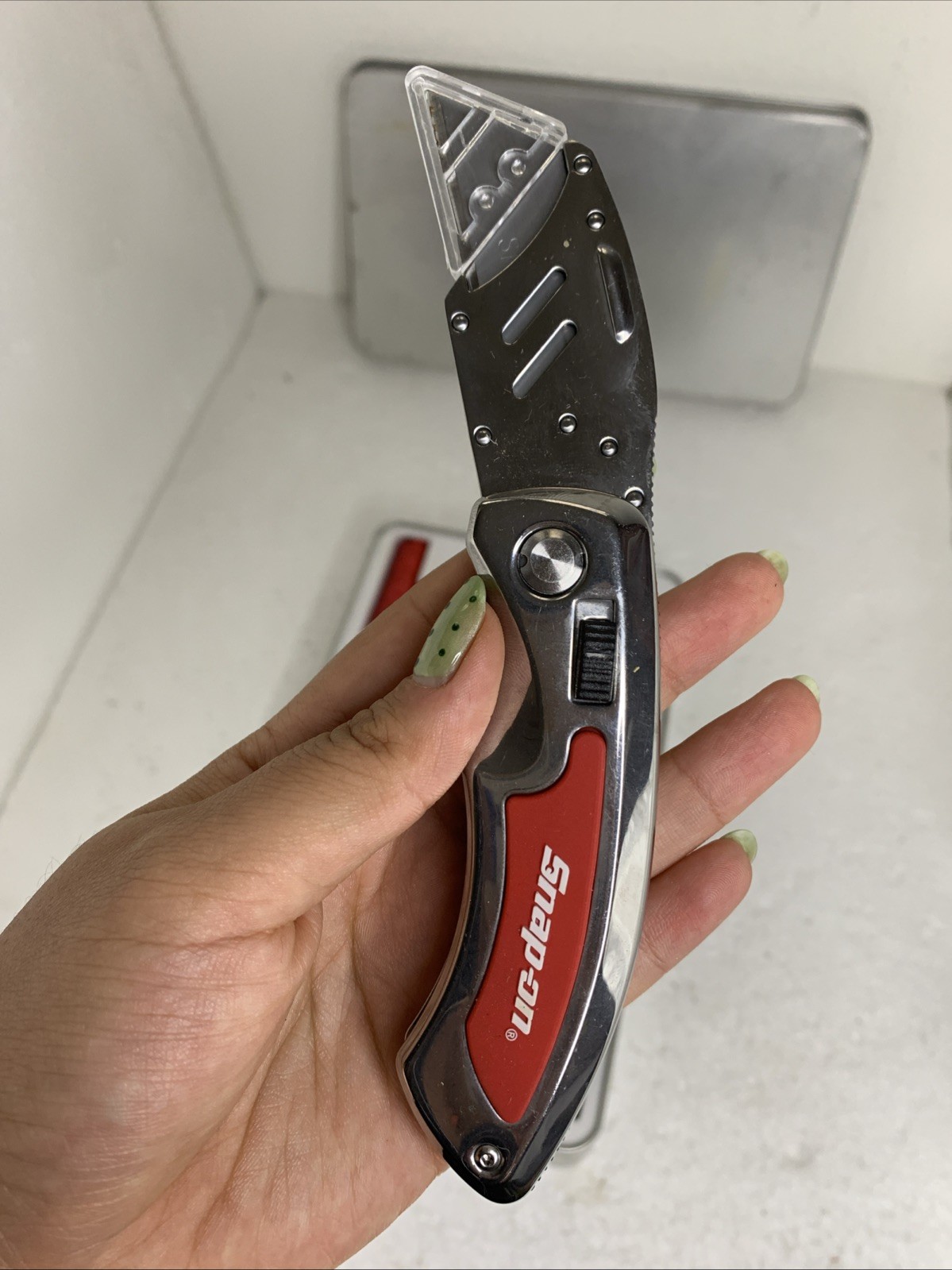 Snap On Tools 5 Pieces Stainless Steel Red Metal Multi Tools Missing Batteries
