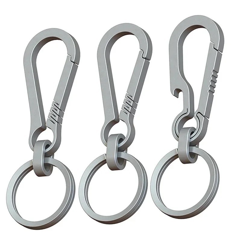 Titanium Carabiner Keychain Hook Key Ring with Bottle Opener EDC Outdoor Tool