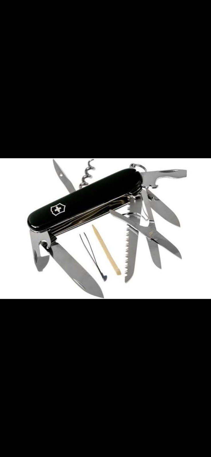 Victorinox Swiss Army Knife Multi-Tool 15 Tools Black Plain Edge Keyring