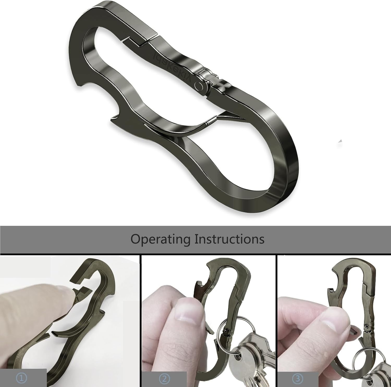 Dual Carabiner Keychain Tool with Bottle Opener – Stylish & Lightweight Design