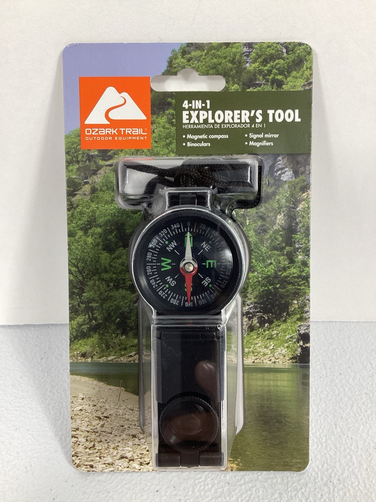 Ozark Trail 4 in 1 Explorers Tool Magnetic Compass Binoculars Signal Magnifiers