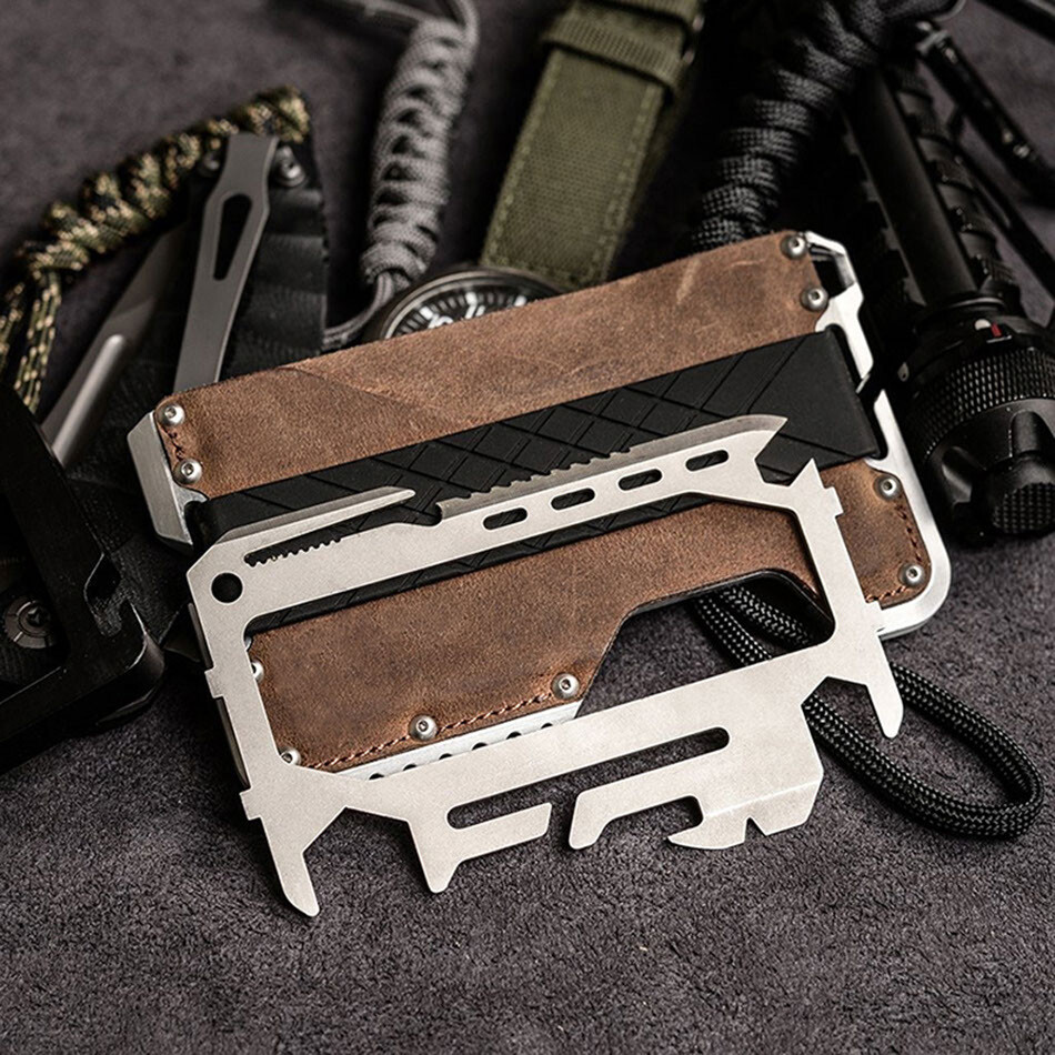 EDC Multitool Knife Bottle Opener Survival Card Outdoor Hiking Tools Edc Wrench