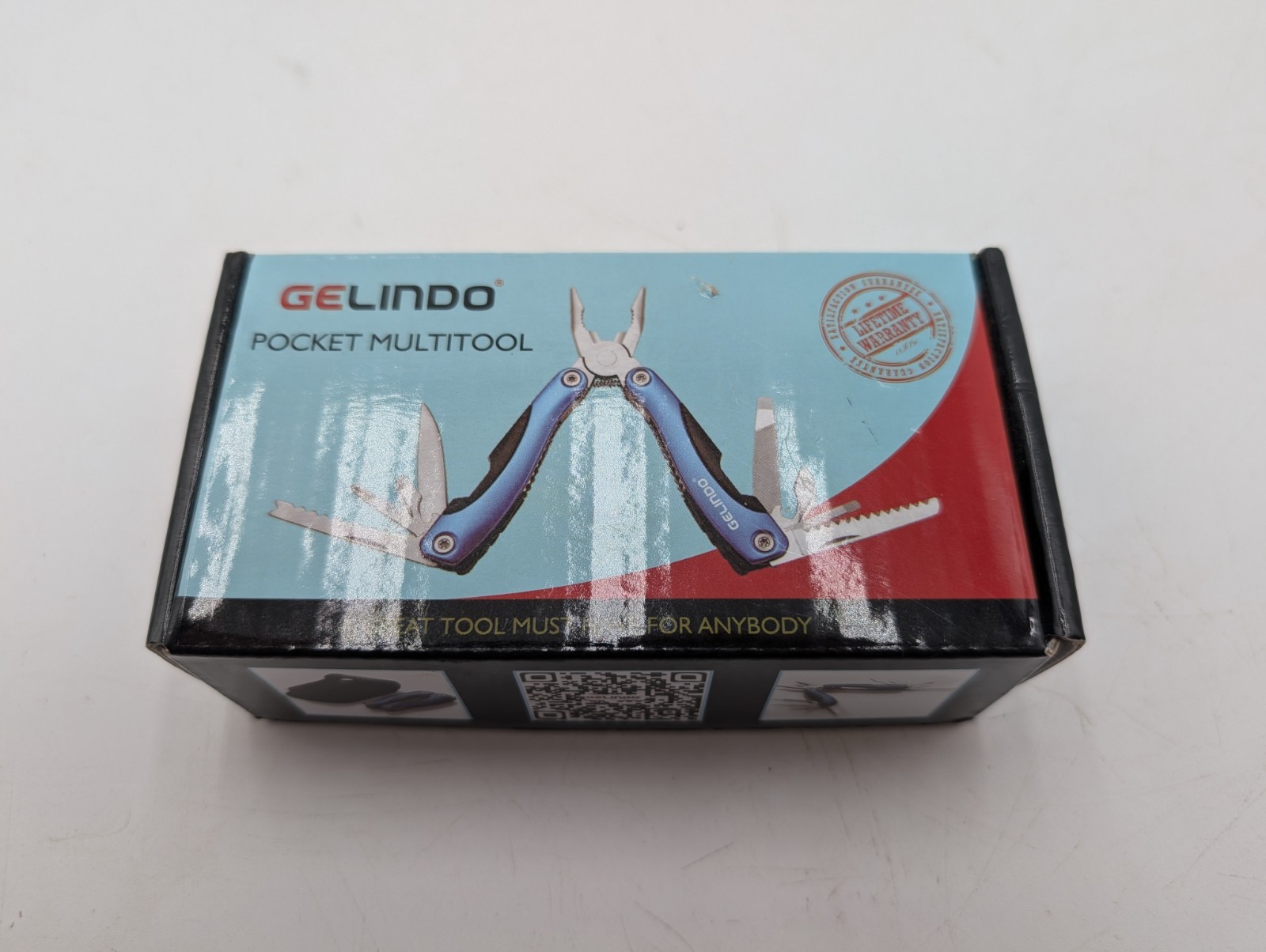 Gelindo Premium Multi Tool Pocket Knife Blue With Case Pliers Saw File OPEN BOX