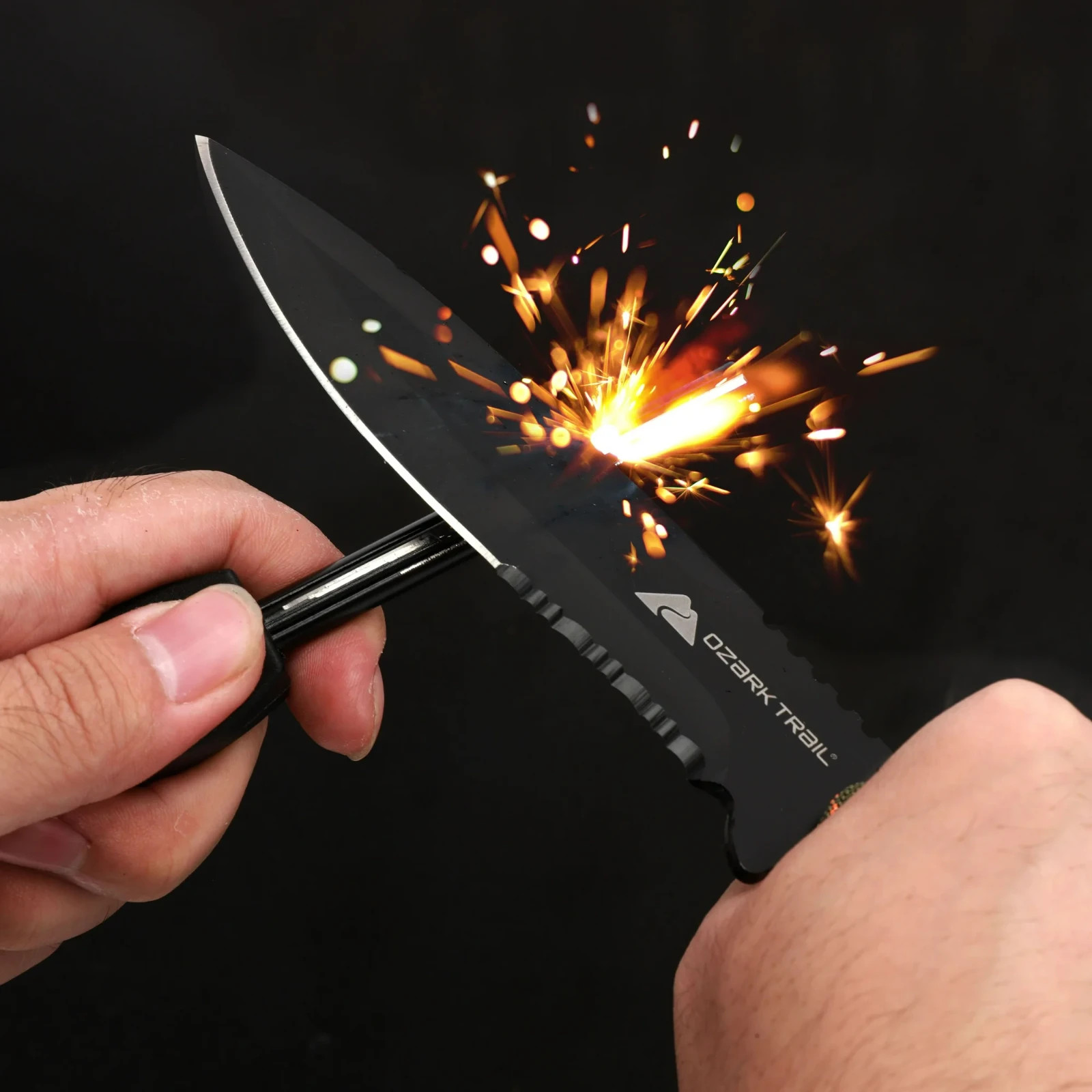 Knife Ozark Trail Stainless Steel Paracord + Fire Starter / camp fishing + NEW