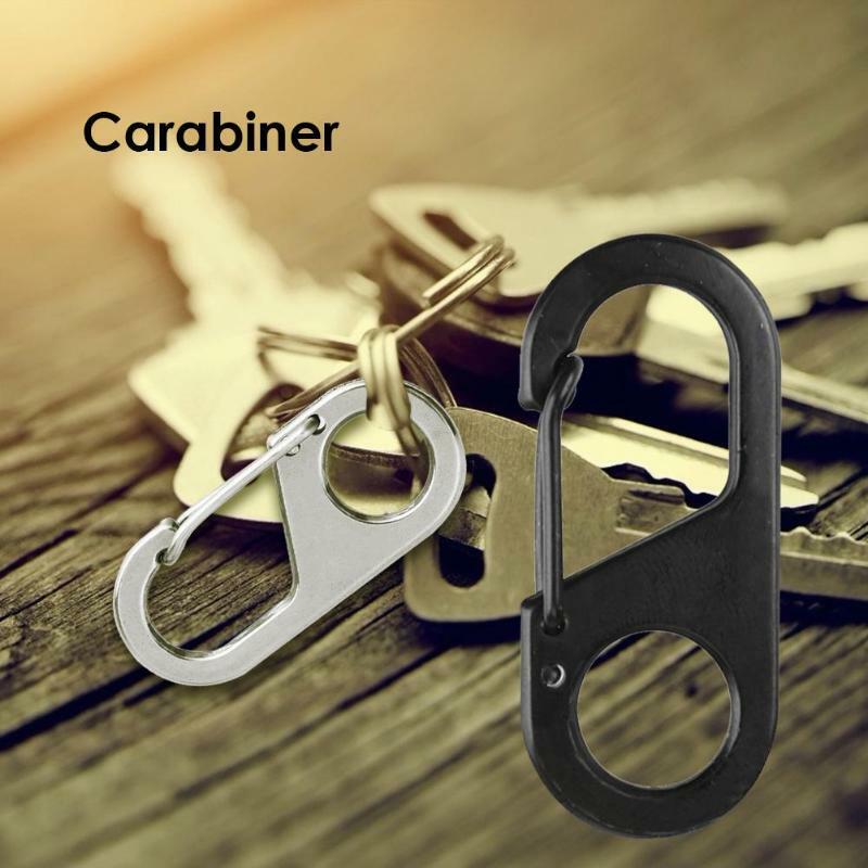 2pc Stainless Steel Carabiner Key Chain Clip Snap Hook Quickdraw Camping Keyring