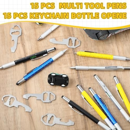 30 Pcs Multi-Tool Gift Set for Men – 6-in-1 Screwdriver Pens & Keychain – Perfec