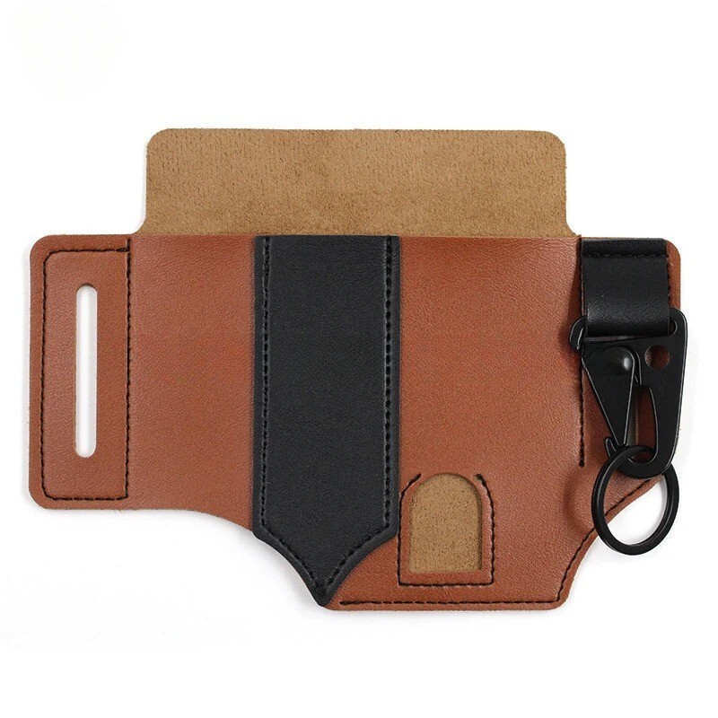 EDC Belt Organizer Leather Sheath for Leatherman Multitool Knife Pen Flashlight