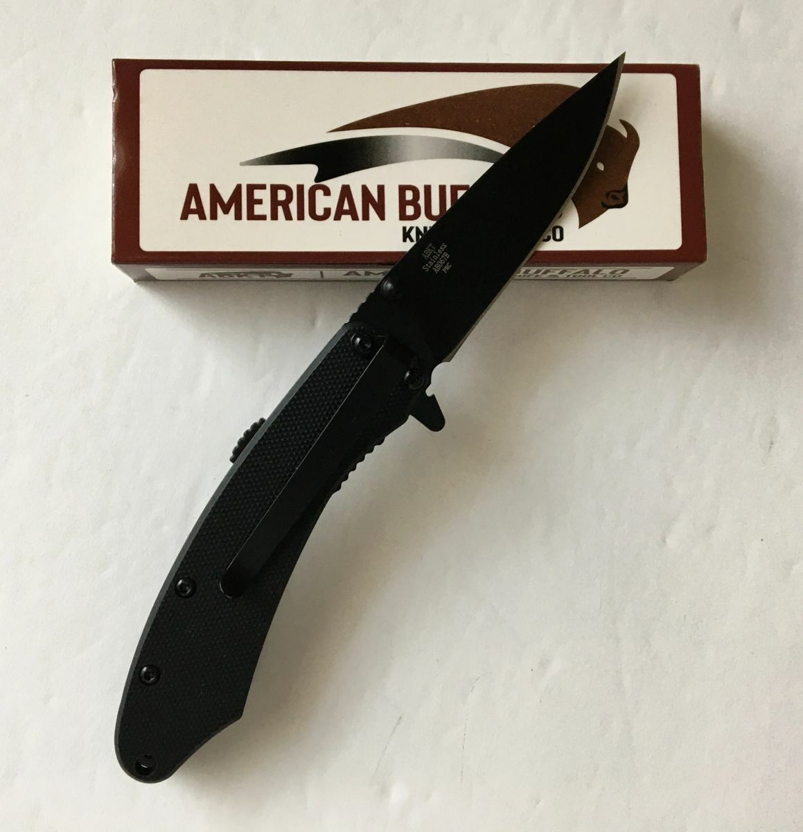 American Buffalo ABKT Ember Assisted Opening Folder Pocket Knife – Black AB067B