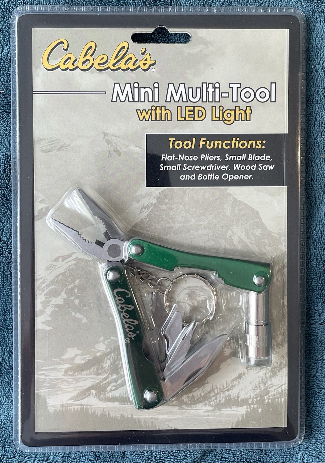 Cabela’s Mini Multi-Tool (Green) with LED Light & Case ~ NEW IN PACK ~