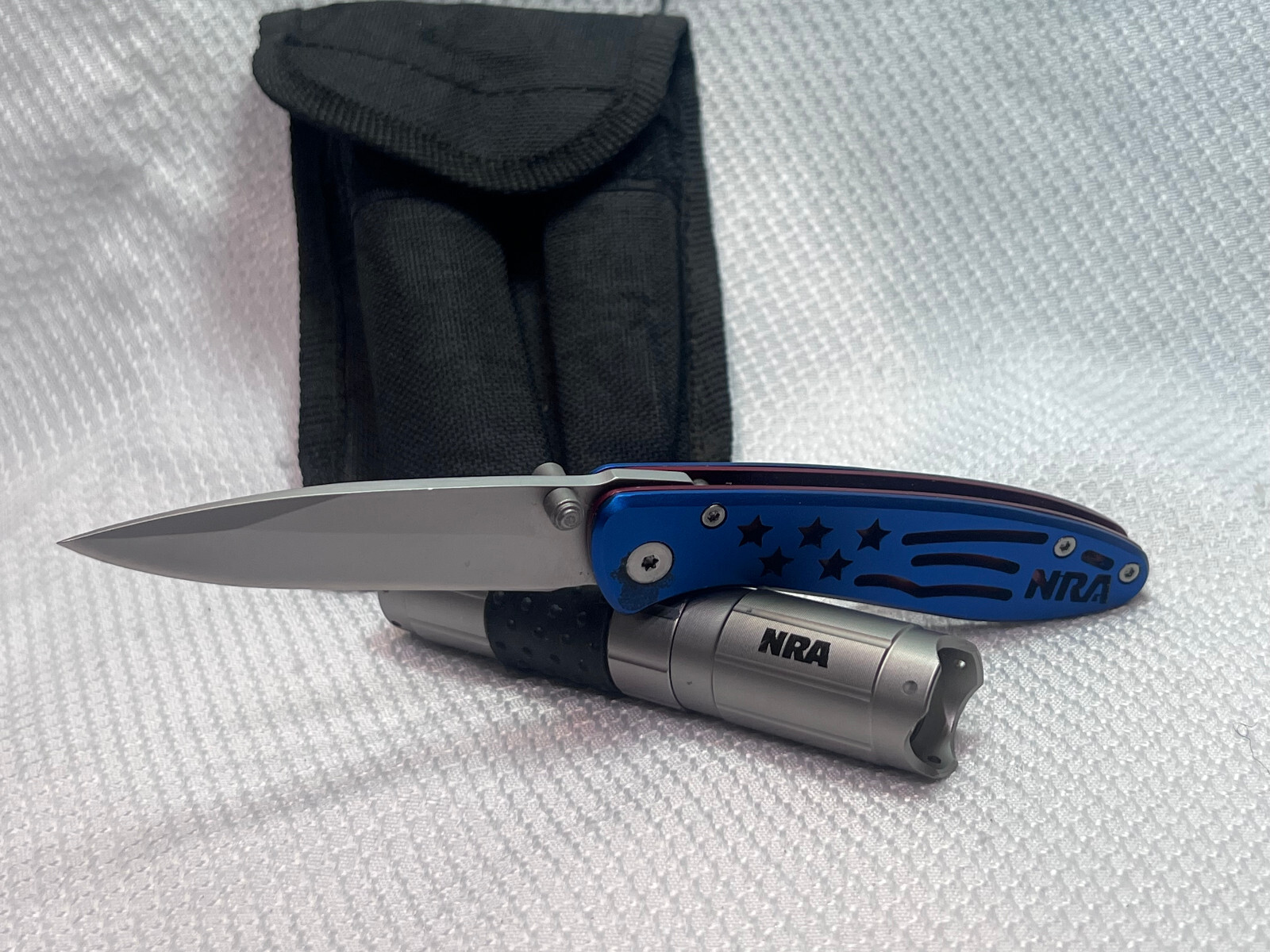 Camping Survivalist Lot NRA Flashlight Knife Multi tool & Folding HOBO Utensil