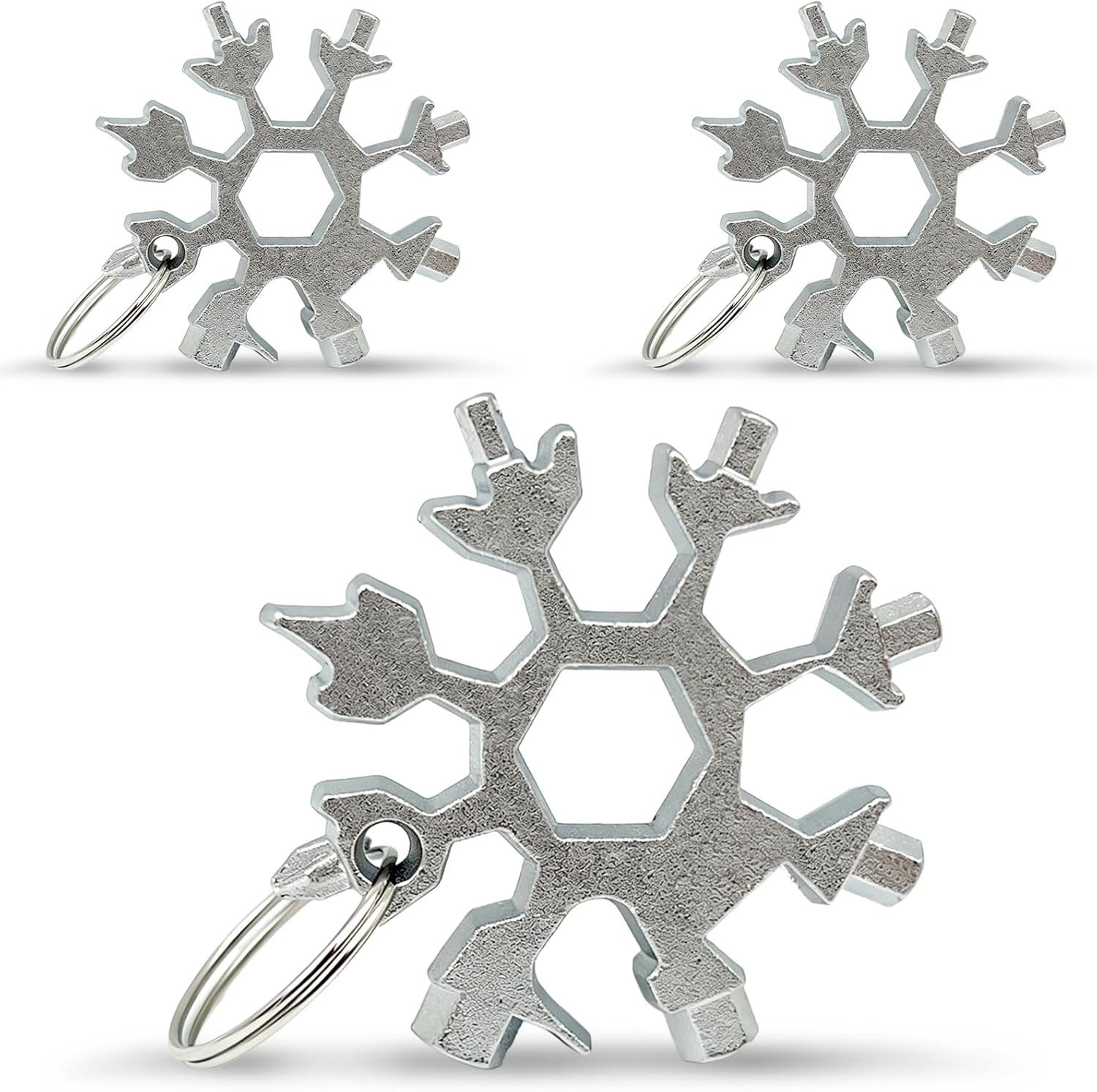 3-Pack Silver Snowflake 18-In-1 Multi Tool, Stainless Steel Pocket Tool with Bot