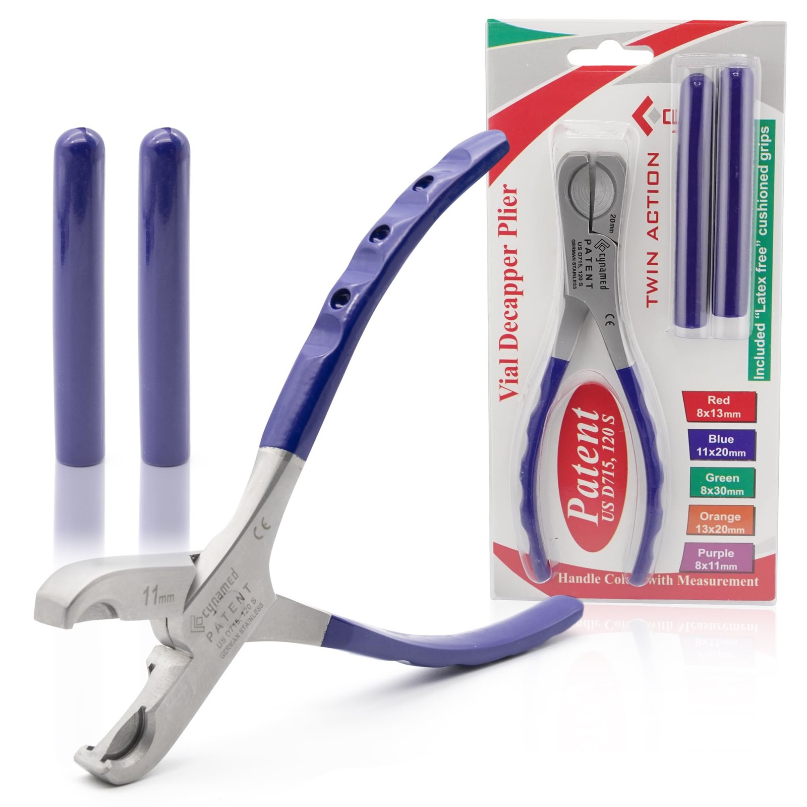 Dual Action Vial Cap Opener Plier Tool For 11Mm And 20Mm Vial Tops