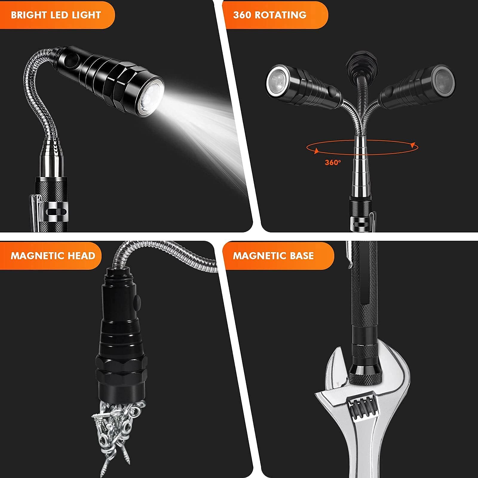 LED Magnetic Pickup Tool: Telescoping, Lighted DIYers/Handymen – Gift for Men