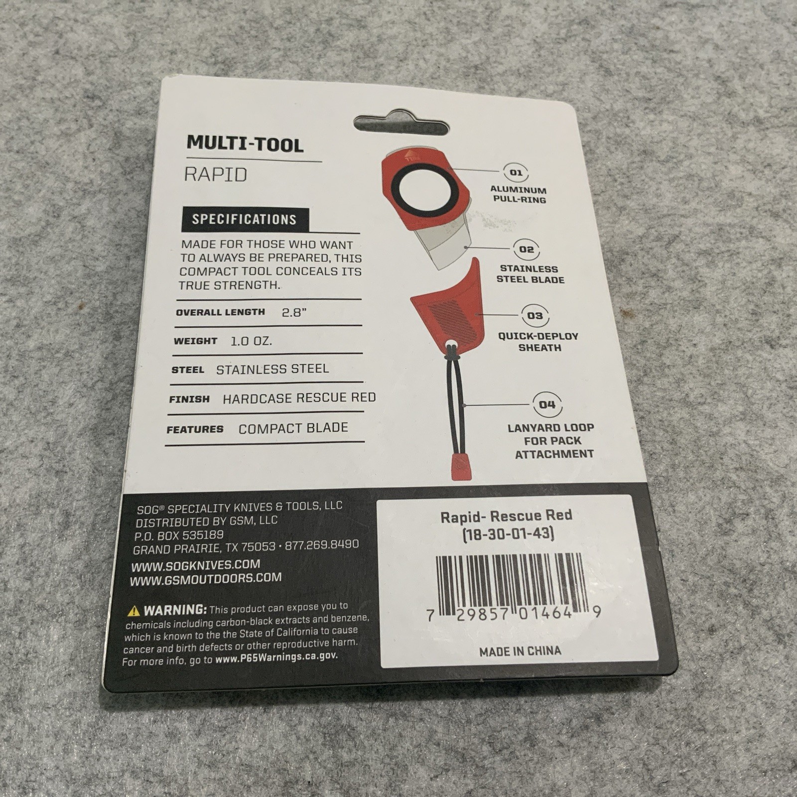 SOG Multi Tool Rapid Compact Blade Knife Rescue Red New