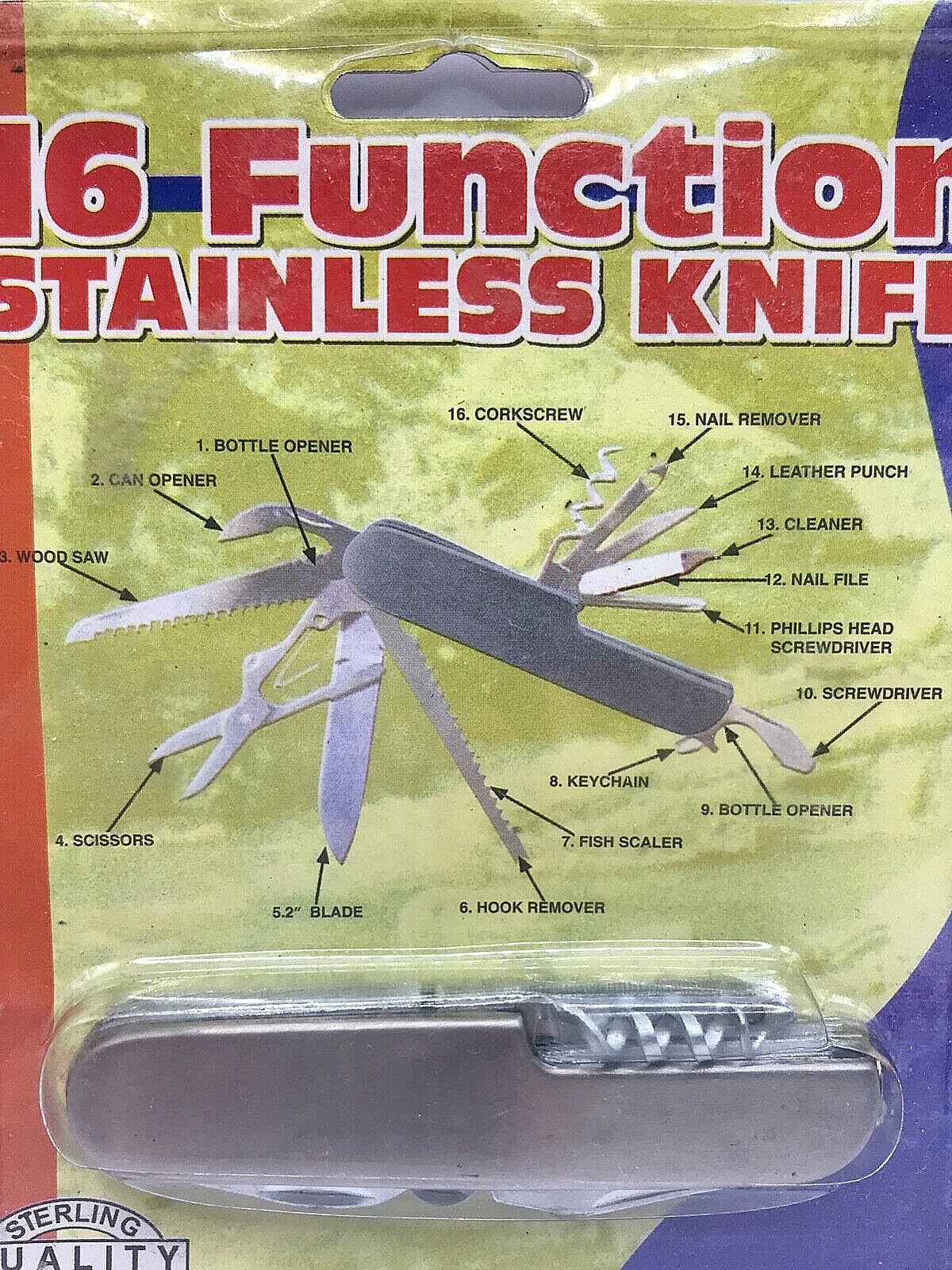 Pocket Tools Knife Stainless Steel multi function with 16 features NEW PACKAGE