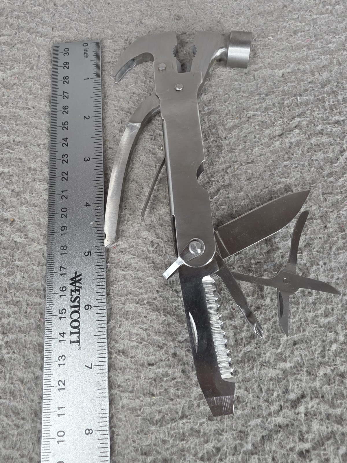 Multitool With Hammer, Wirecutters, Saw, Pocket Knife, Screwdriver & Scissors