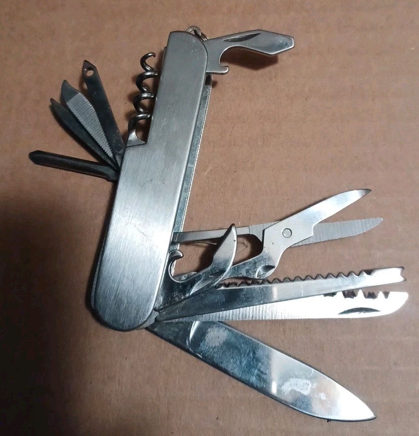 Unbranded Silver Stainless Swiss Army Style Utility Knife Multi-Tool