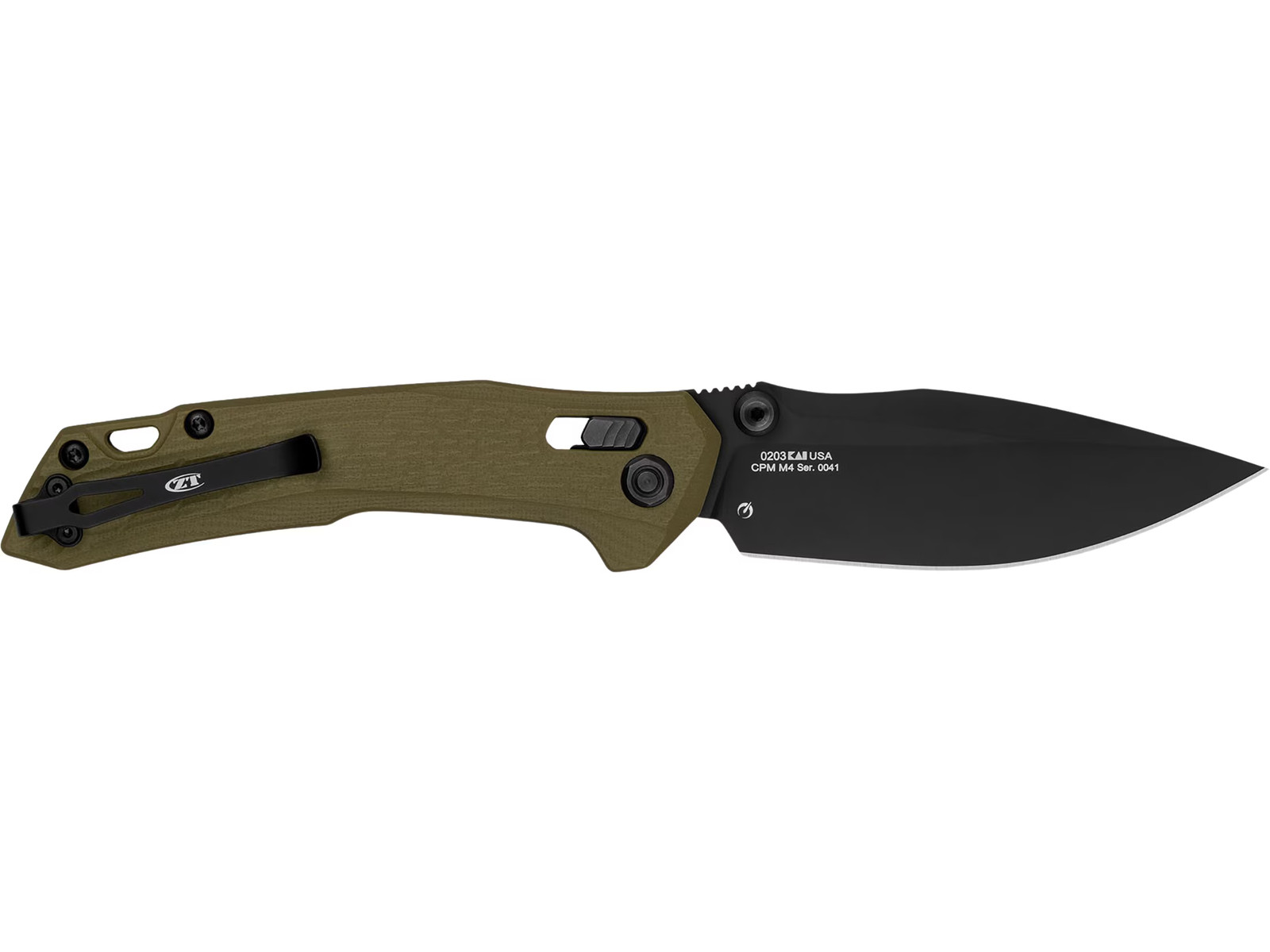 Zero Tolerance 0203 Pocket Knife 4″ Drop Point CPM-M4 Black PVD Blade G-10