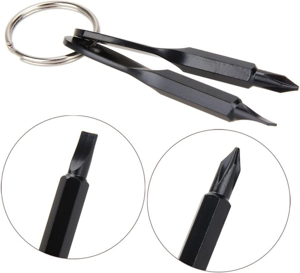 4PCS Mini Pocket Screwdriver Set Keychain Outdoor Tool Kit Stainless Steel Black