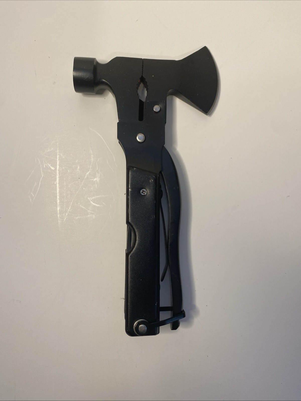 Axe Style Folding Multi Tool Pliers Knife Saw Black Used