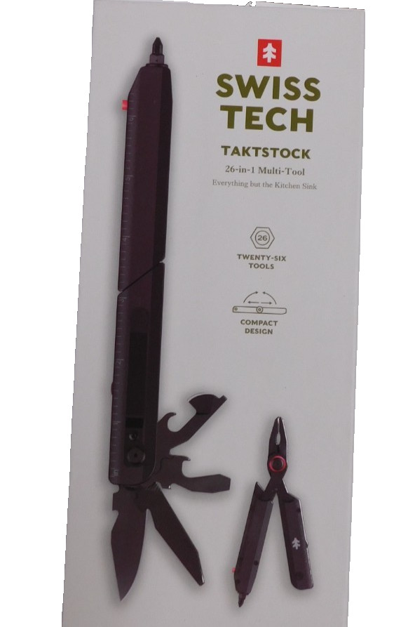 Swiss Tech Taktstock AUS-8 Steel Blade 26-in-1 Folding Multitool