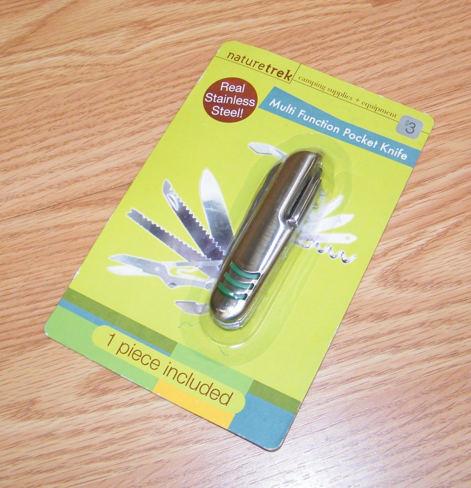 Naturetrek Green Pattern Multi Function Stainless Steel Pocket Knife **NEW**