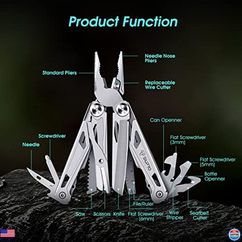 Tactical Multitool Pocket Knife for Men – Versatile Tool with Scissors, Saw,