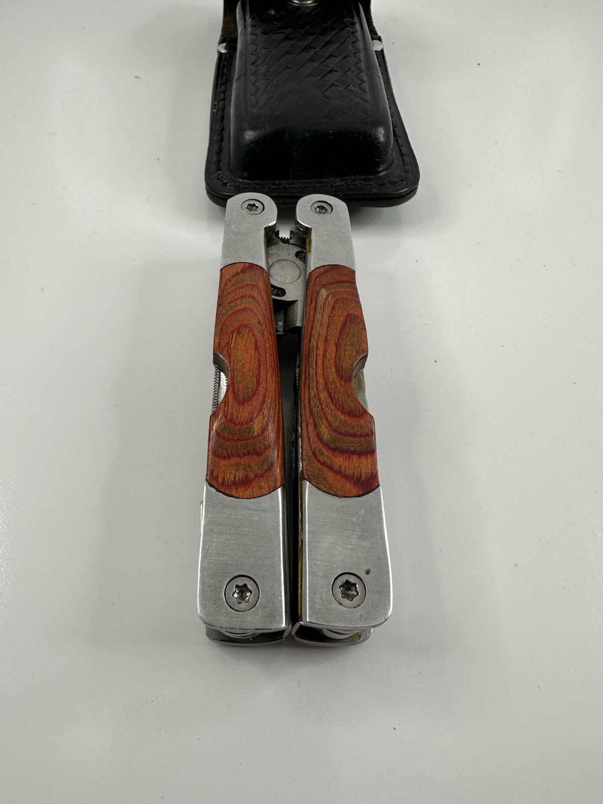 Multi Tool Plus Knife Maxam 9-in-1 Pocket Stainless Wood Handle w/ Case Tool