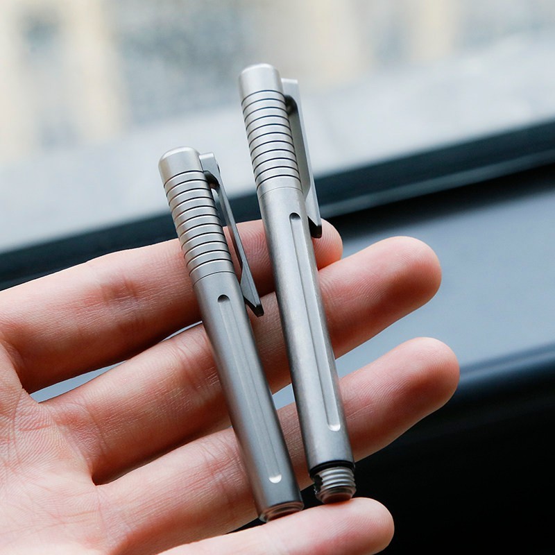 Titanium Alloy Mini Pocket Pen with Clip EDC Compact Metal Gel Signature Pen