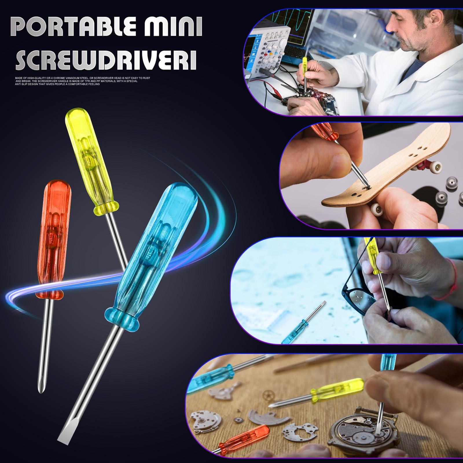24 Pcs Mini Screwdriver Keychains LED Flashlights Keychain Set Adult Pinata S…