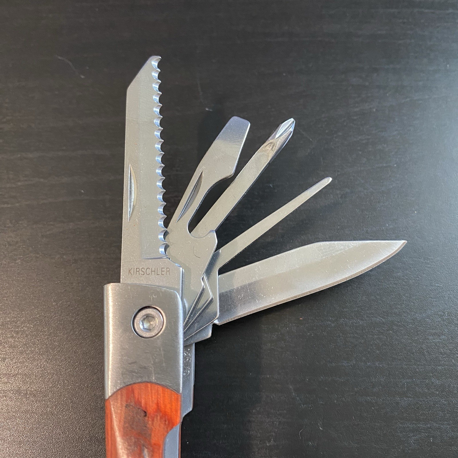Kirschler Multi-Tool Wood Metal Handle Pliers Knife Screwdrivers LED Light