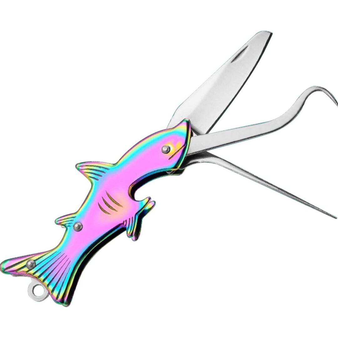 Multifunctional Folding Keychain Multitool Pocket Toothpicks Shark/Fish