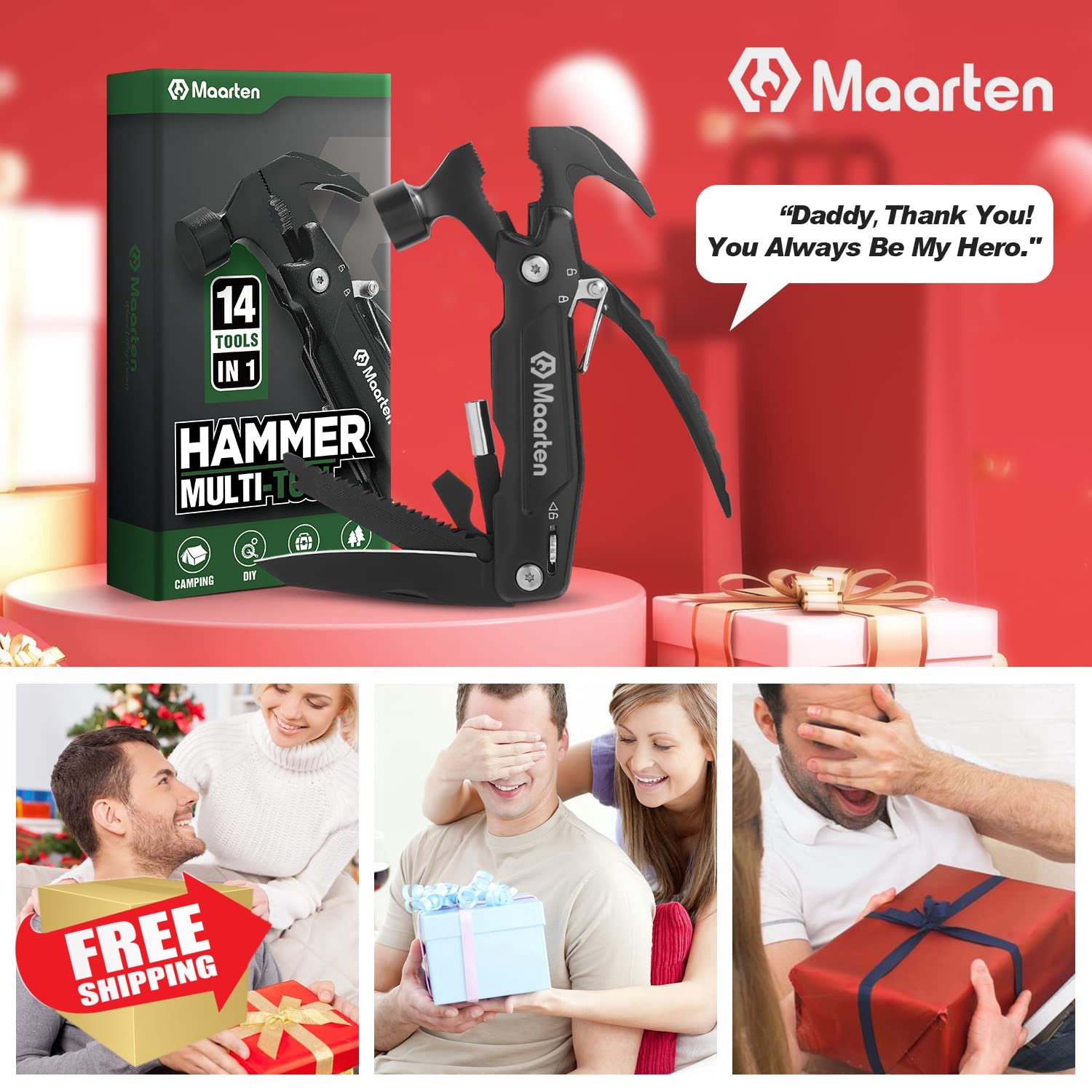 Maarten Upgraded Hammer Multitool Gifts Dad