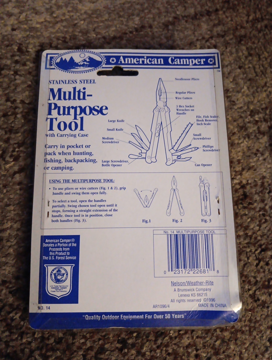 American Camper Stainless Steel No. 14 Multi-Purpose Tool with Carrying Case NOS