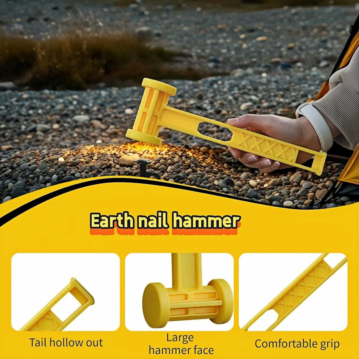 Ultralight PE Camping Hammer with Stake Puller Hole, Multifunctional Portable…