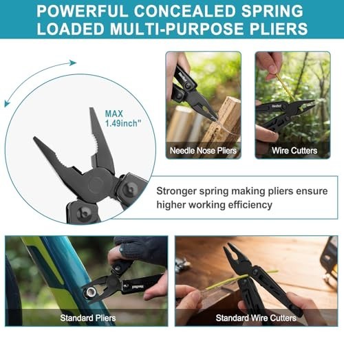 9-in-1 Adjustable Wrench Multitool, Foldable Pliers, Knife & Screwdriver for Cam