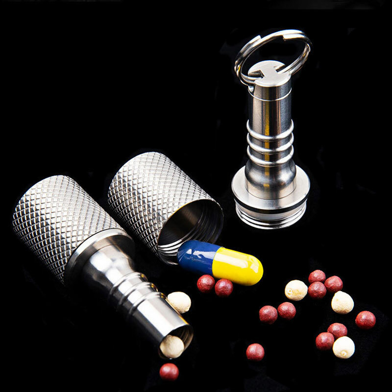 Titanium Keychain Waterproof Box Sealed Container Portable Outdoor Pendant EDC