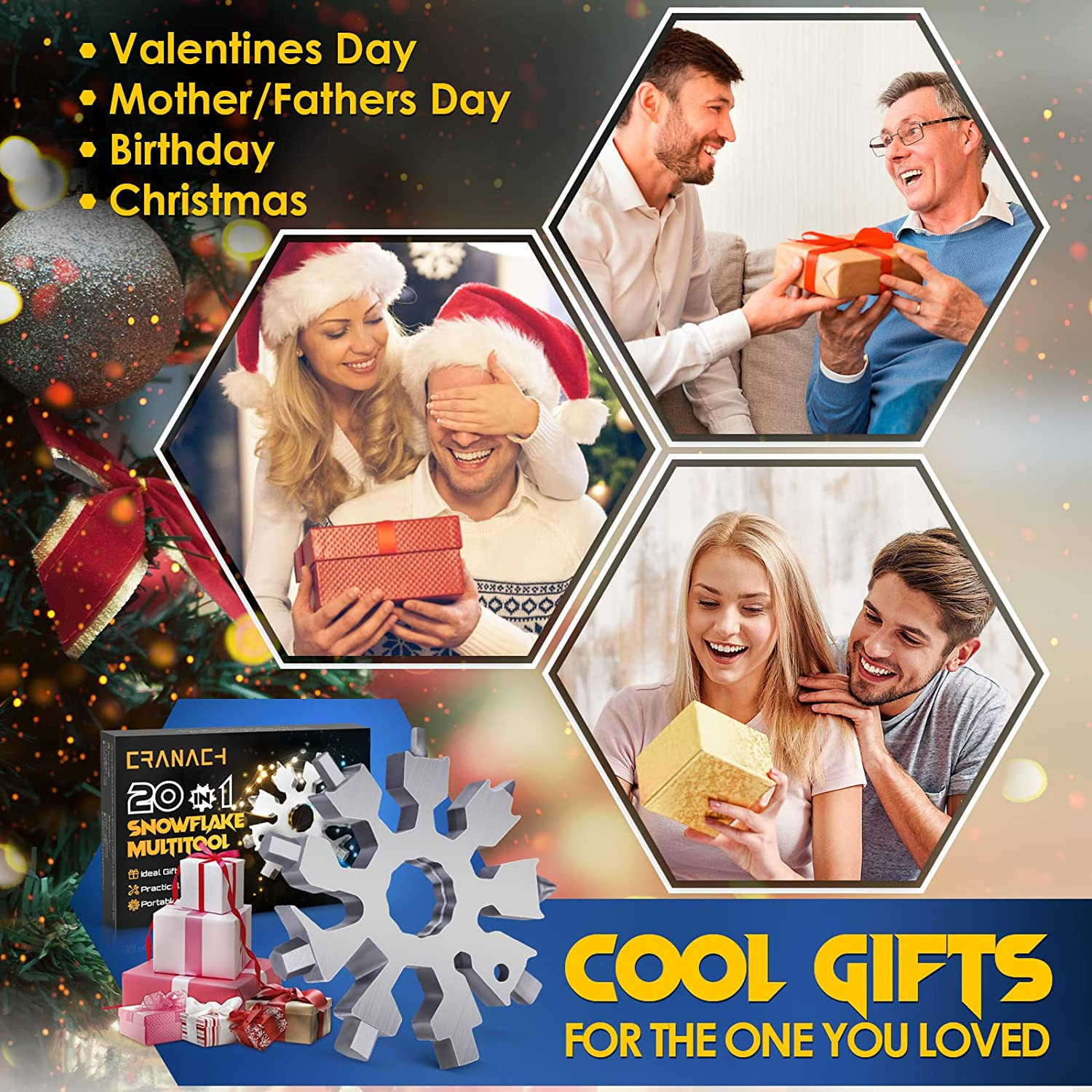 Snowflake Multitool Tools Gifts for Men – Christmas Stocking Stuffers for Men Ad