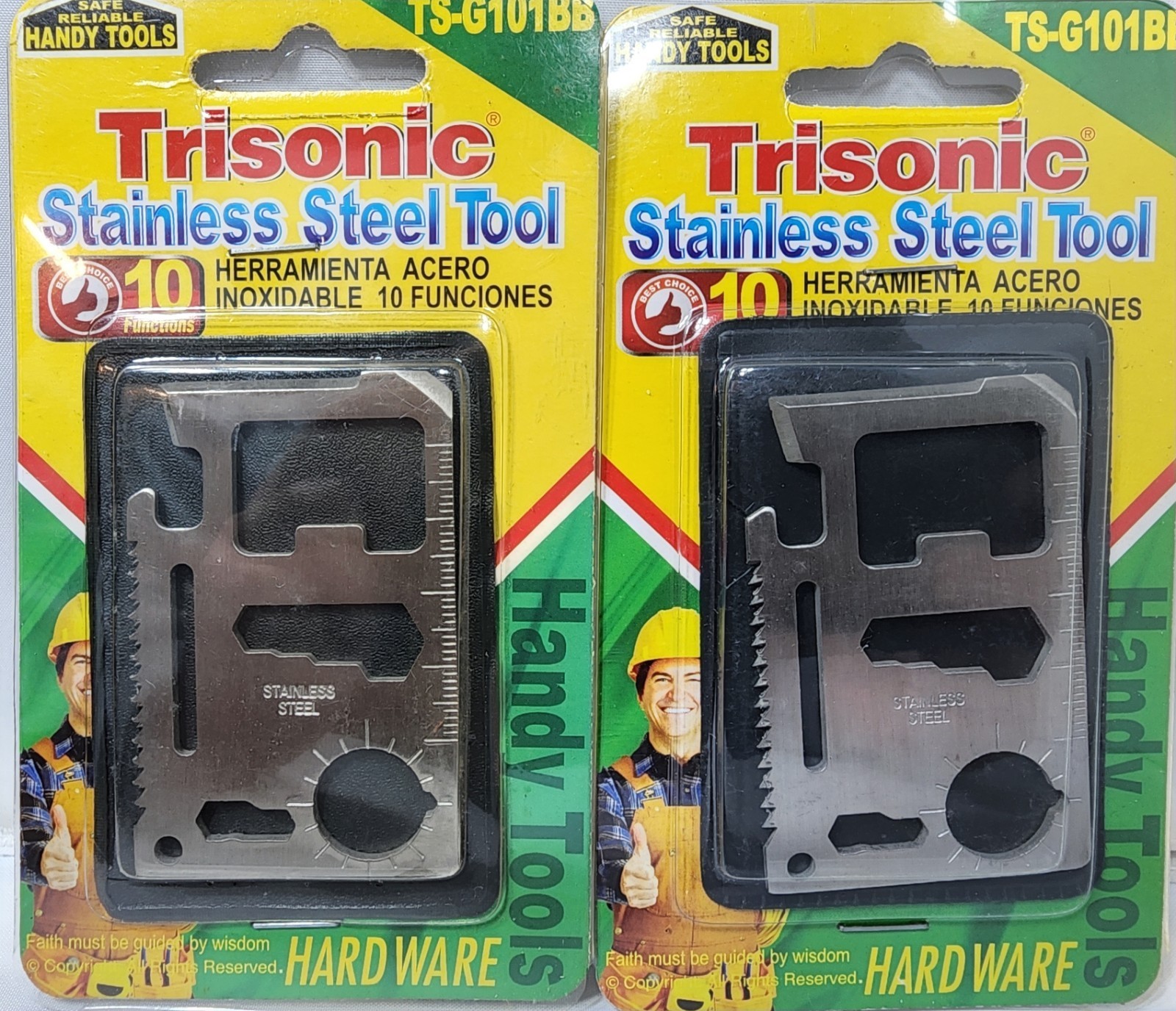 2 Pack Stainless Steel 10-in-1 Multi-Tool Cards Credit Card Size Survival Tools