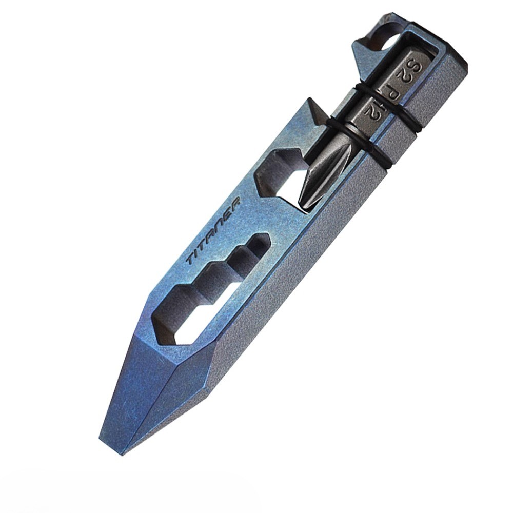 CNC Laser Engraved Titanium Alloy Multi Tool Compact EDC Pry bar – Blue/Grey