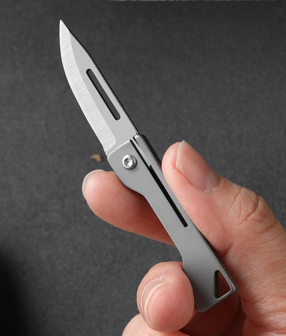 EDC Mini Folding Knife Titanium Alloy Handle Portable Keychain Pocket Knife