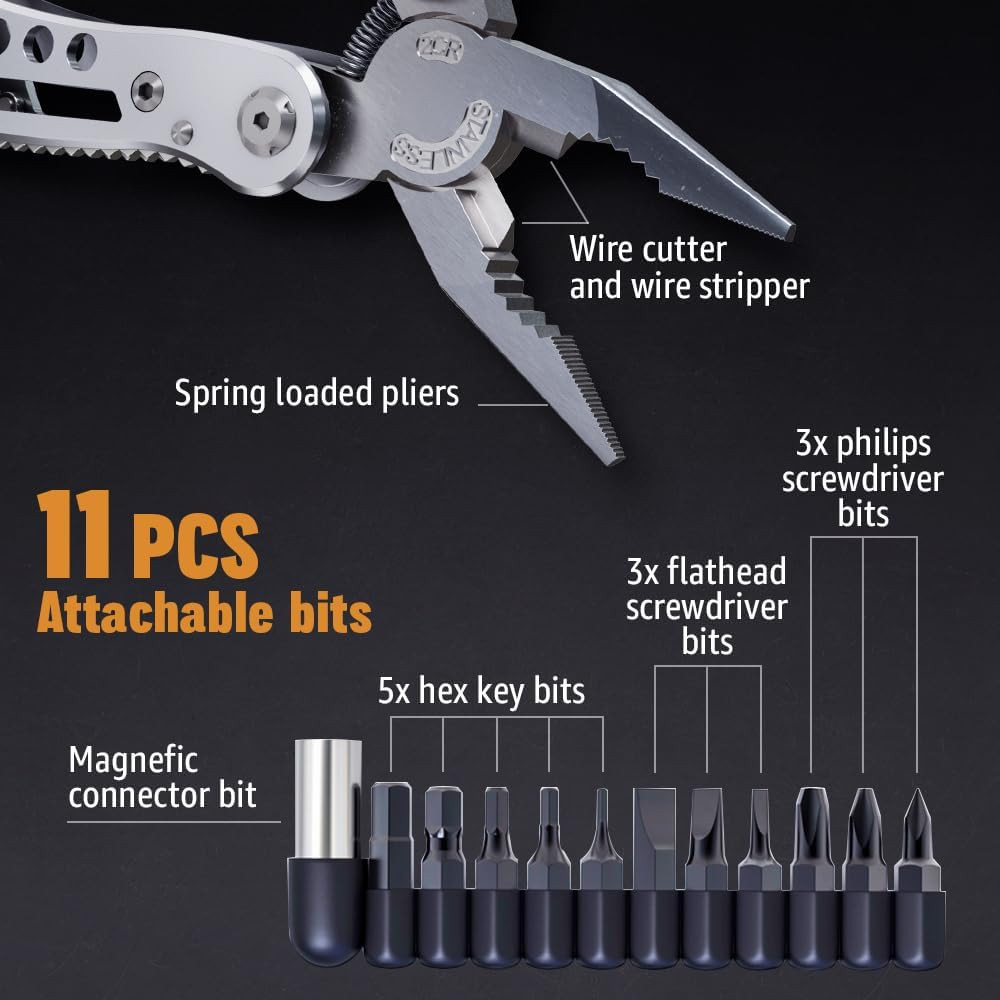 24-In-1 Multitool with Knife, Pliers & 11 Bits Sharp Stainless Steel – Multi Too