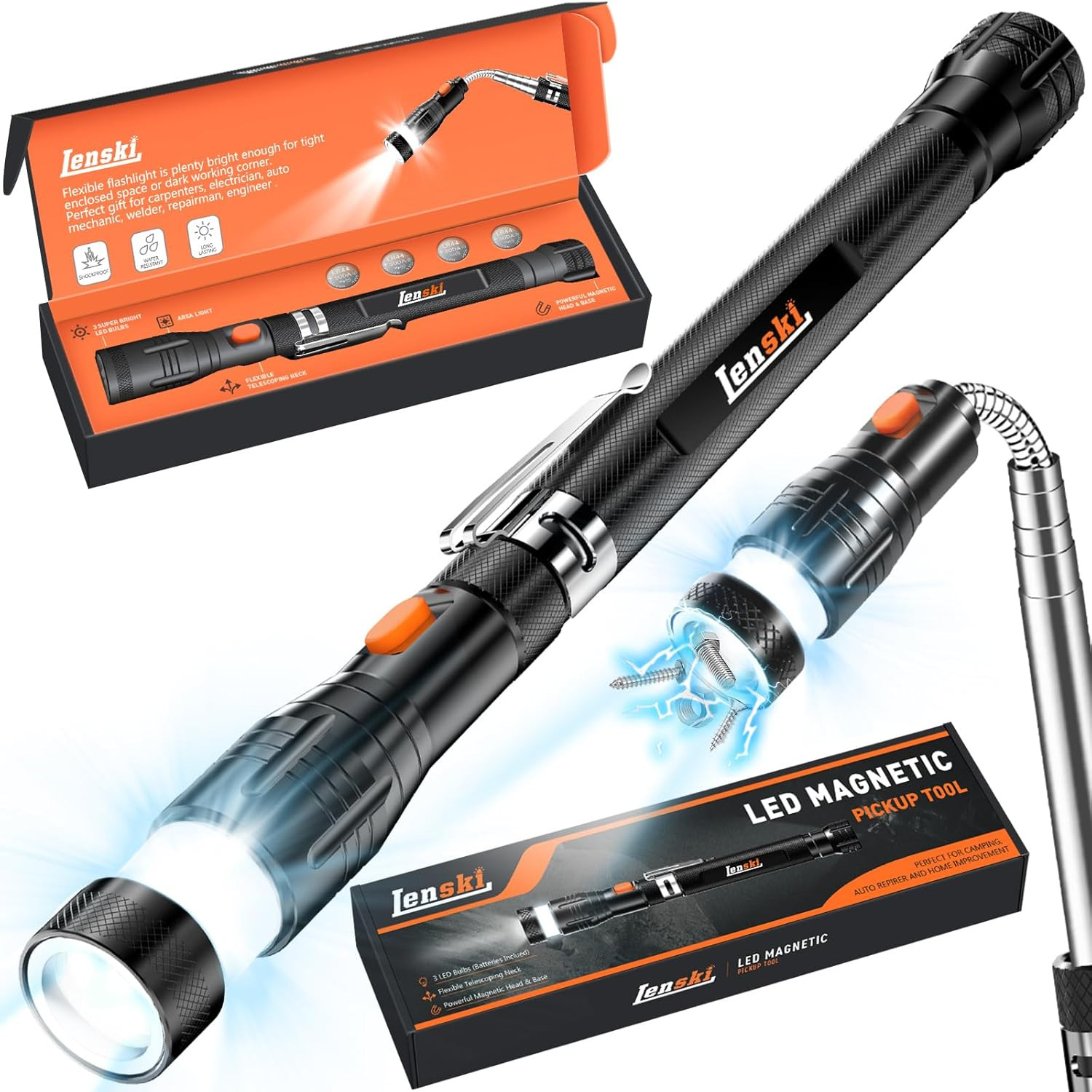 from Daughter, Flexible Magnetic Pickup Tool with LED, Mens Gifts for Fathers Da
