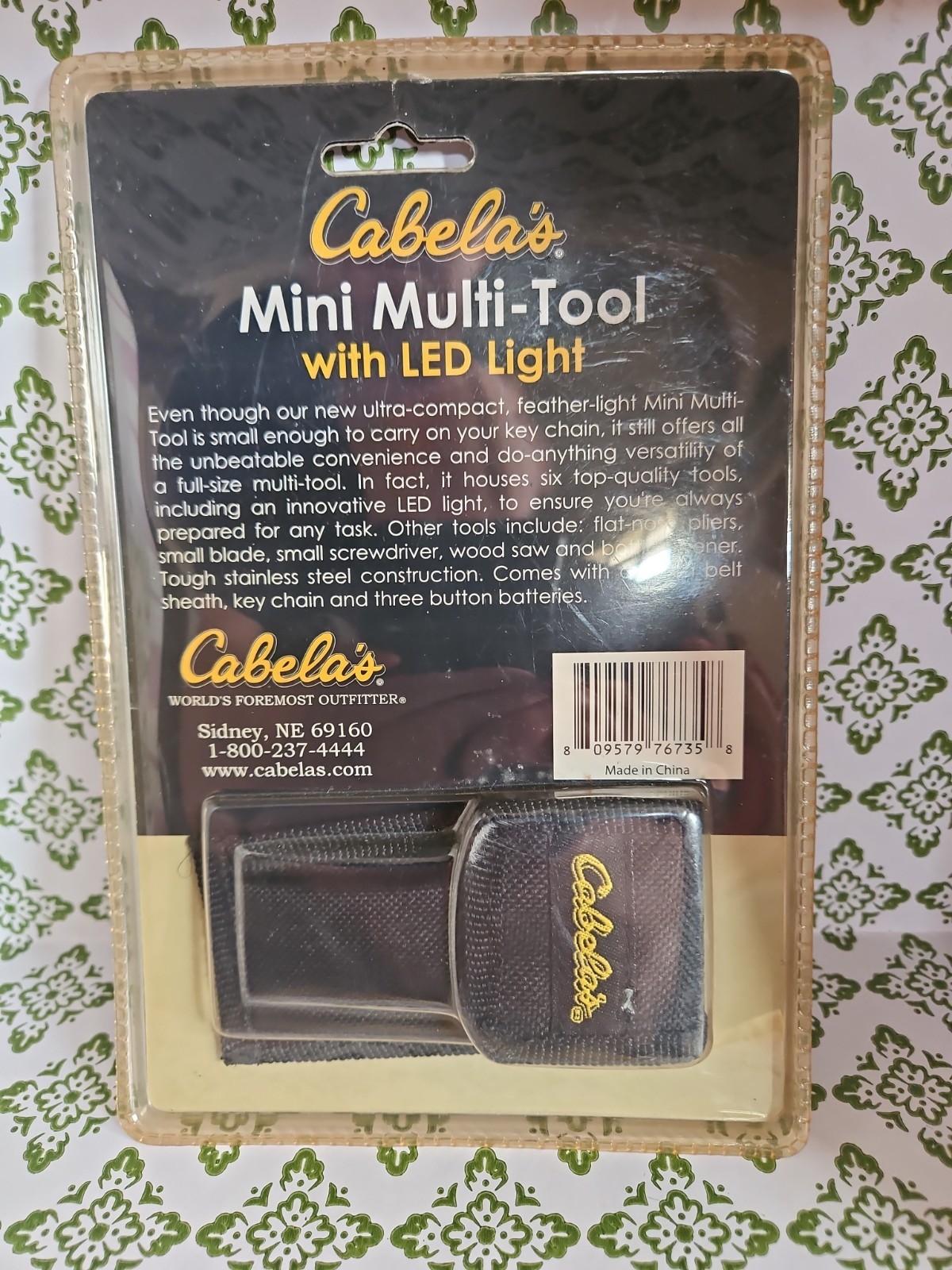 NIP Cabela’s Green Mini Multi-Tool Pliers Knife Tools LED Light & Case New
